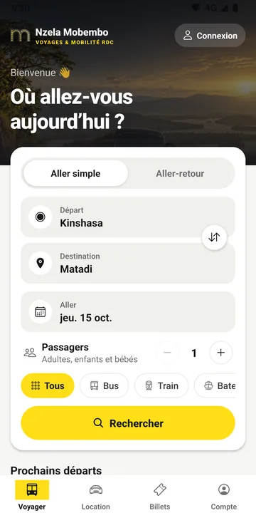 L’application Nzela Mobembo : recherche d’un trajet Kinshasa – Matadi